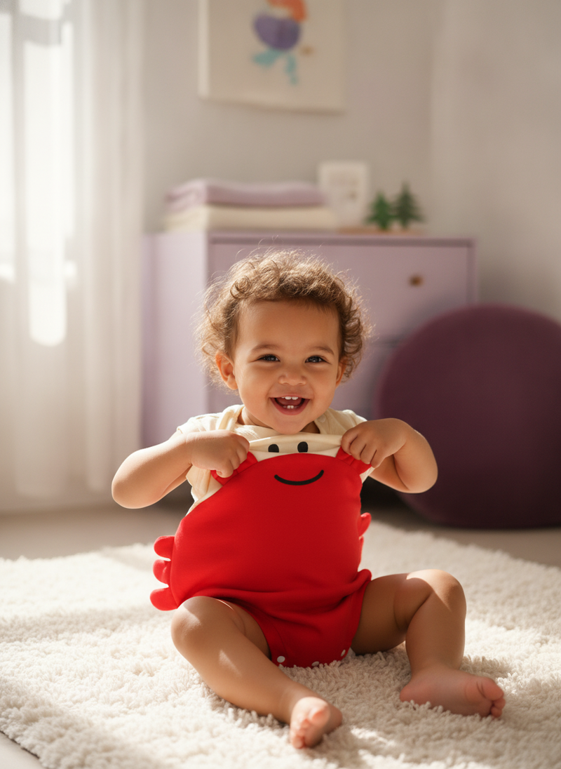 A happy toddler in a 
